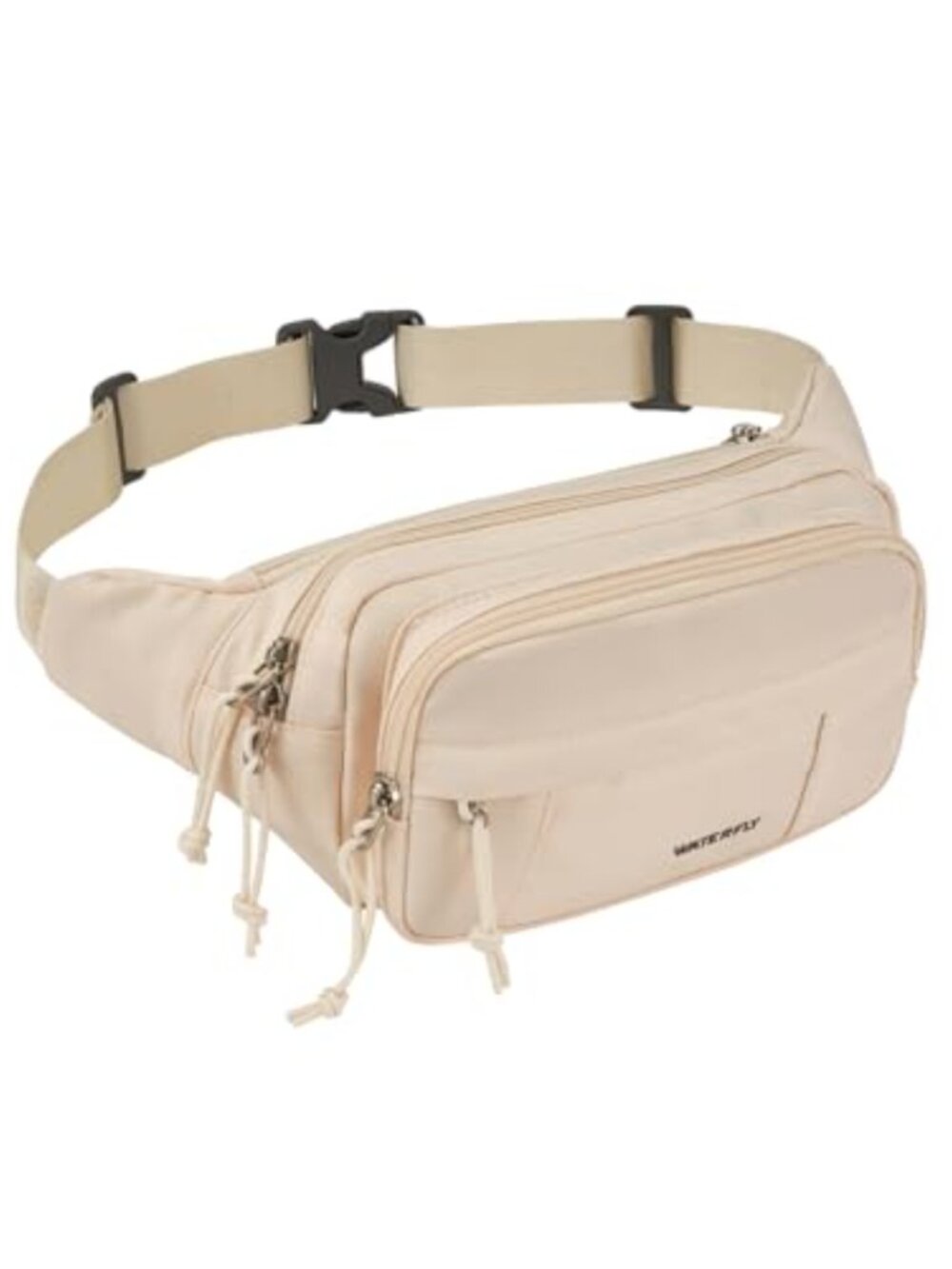 WATERFLY Fanny Pack Waist Bag 2.5L Large 5 Zipper Pockets Nylon